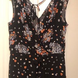 LOFT Black Floral Jumpsuit